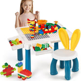 Kids Building Blocks Table with Chair & Learning Station (72 Pcs)