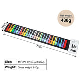 37-Key Roll Up Piano for Kids - Portable Rainbow Electronic Keyboard with Built-in Speaker