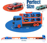2-in-1 Transforming Truck Playset with Race Track & 4 Alloy Cars