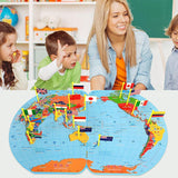Wooden World Map With 30 Flags