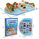 Wooden World Map With 30 Flags