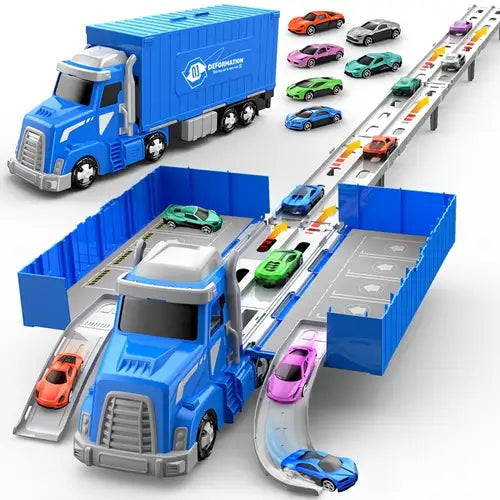 Deformation Folding Track Transporter Truck with Ejection Launcher and Alloy Cars