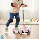 Elite Foldable 3-Wheel Kids Scooter – Pastel Pink Edition with Multi-Zone LED Lights