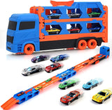2-in-1 Transforming Truck Playset with Race Track & 4 Alloy Cars