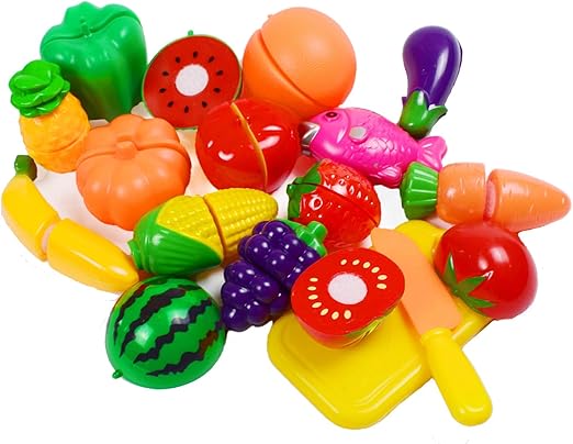 Happy Fruit & Veggie Cut: 13-Piece Pretend Play Food Set for Kids