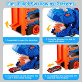 2-in-1 Foldable Dinosaur Truck With 6 pcs Cars and Racing Track