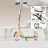 LuminaGlide Pro | Foldable LED Kick Scooter with Dual Braking System