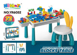 Kids Building Blocks Table with Chair & Learning Station (72 Pcs)