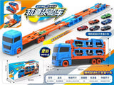 2-in-1 Transforming Truck Playset with Race Track & 4 Alloy Cars